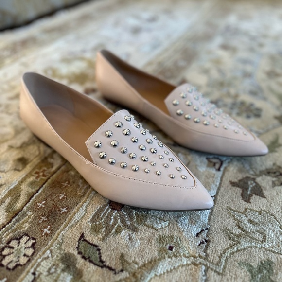 Marc Fisher Women’s Lalita Loafer Beige Color Silver Studded Accents Size 9.5 - Picture 5 of 14